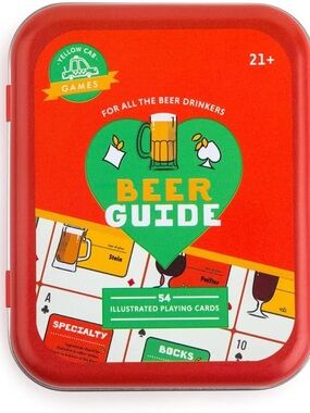 NWT Yellow Cab Games Beer Guide Playing Cards 54 Illustrated Deck in Tin 21+